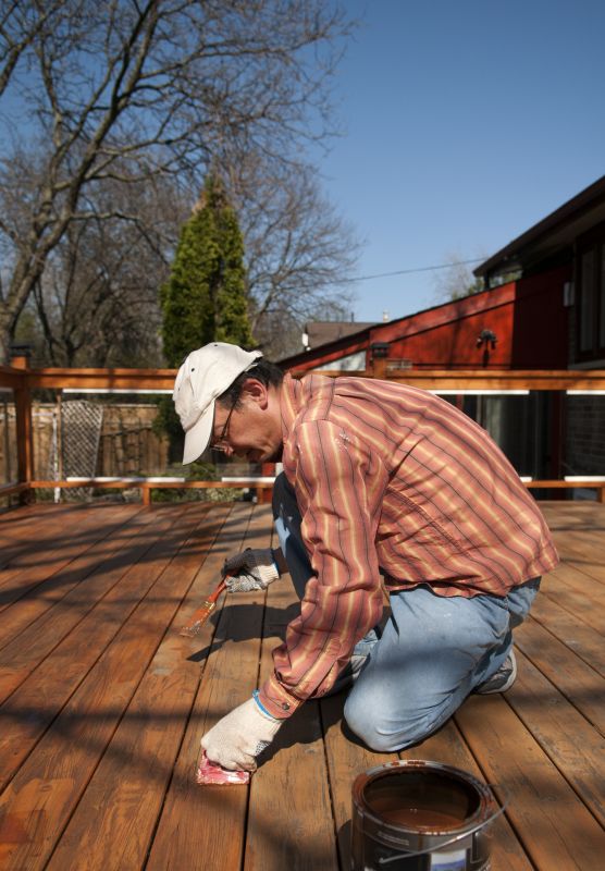 Professional deck service team at work